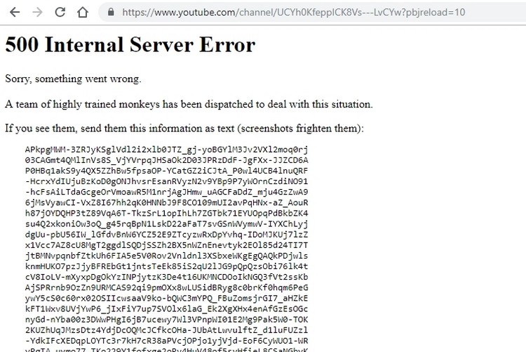 kênh Youtube bị sập