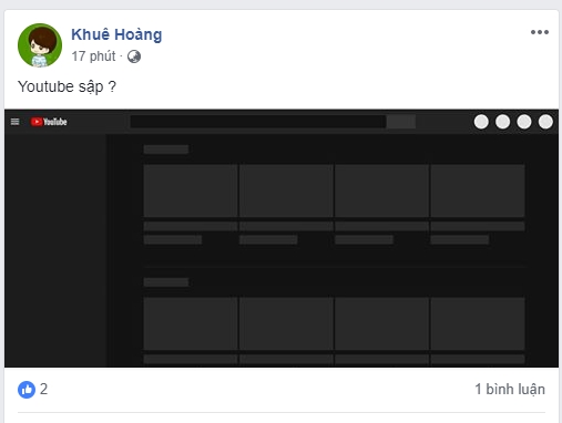 kênh Youtube bị sập
